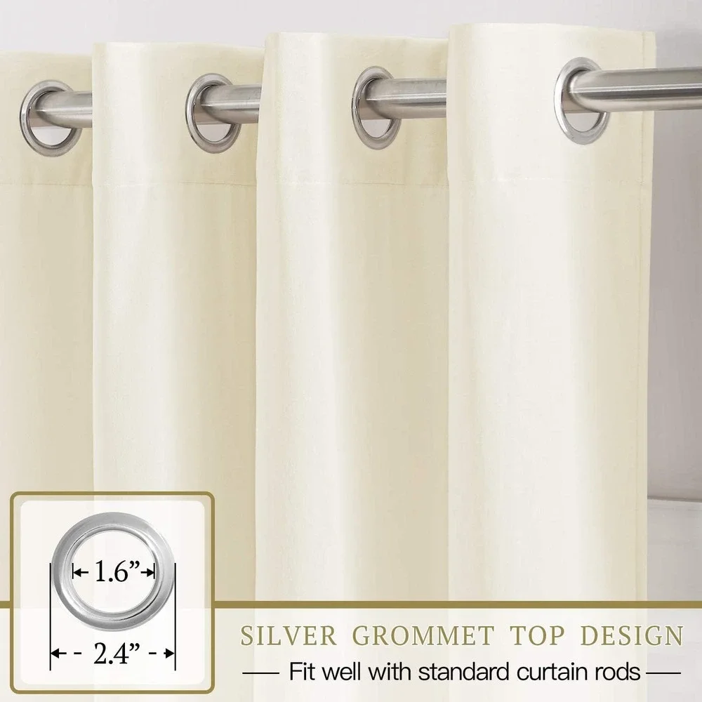 Cream Curtain Panels,‎ Silver Grommet Top, Light Filtering Window Drapes